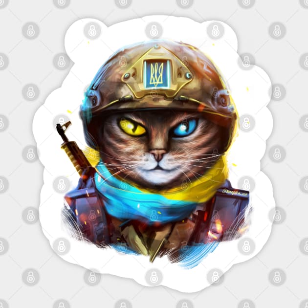 Cat Ukrainian Soldier Sticker by Marysha_art